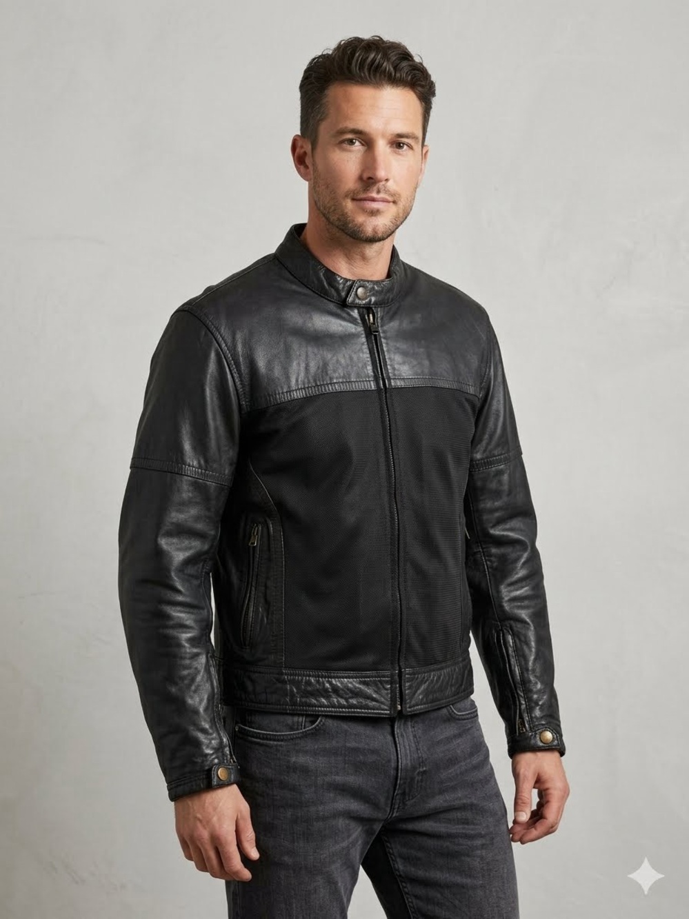 Men’s River Road Leather Motorcycle Jacket Size 42 Men’s Medium